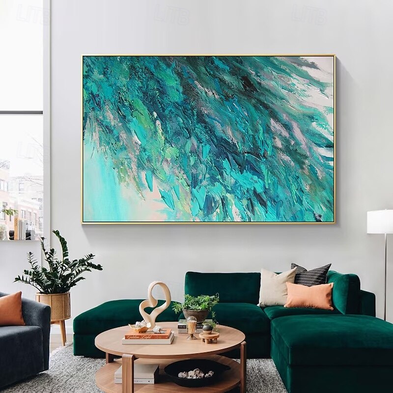 Handmade Oil Painting Canvas Wall Art Decoration Hand-painted  Modern Green Abstract for Home Decor Rolled Frameless Unstretched Painting
