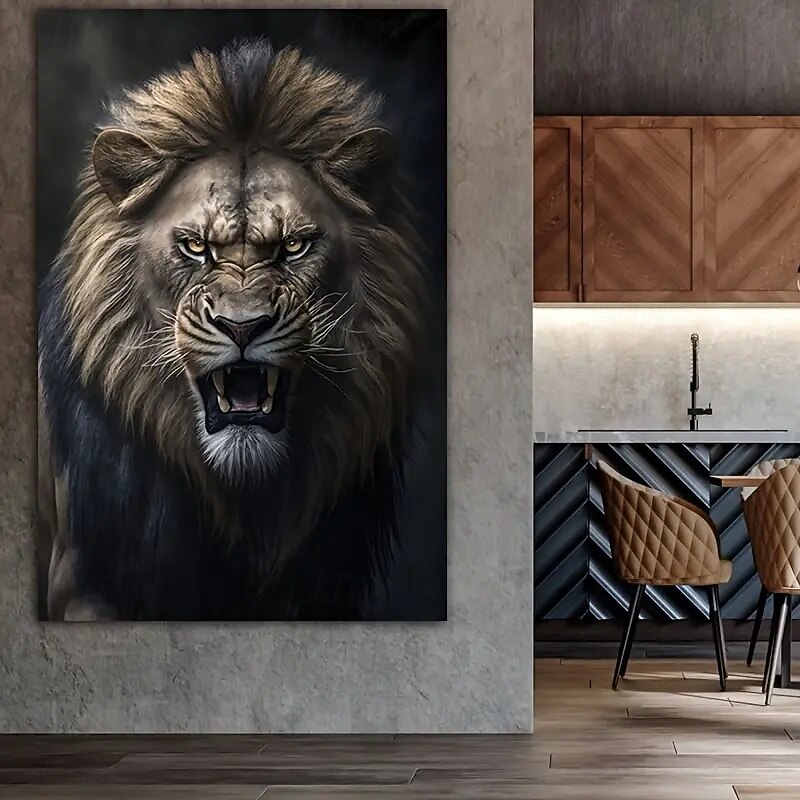 1 Piece Frameless Canvas Poster Modern Angry Lion Wall Art Bedroom And Living Room Decoration Large Size2