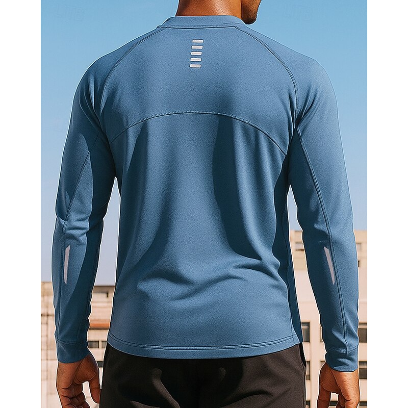 Men's Running Top Sports Sweatshirt Quarter Zip Long Sleeve Top Athleisure Solid Colored Windproof Quick Dry Gym Outdoor Running Sportswear Activewear Black Blue Dark Gray2