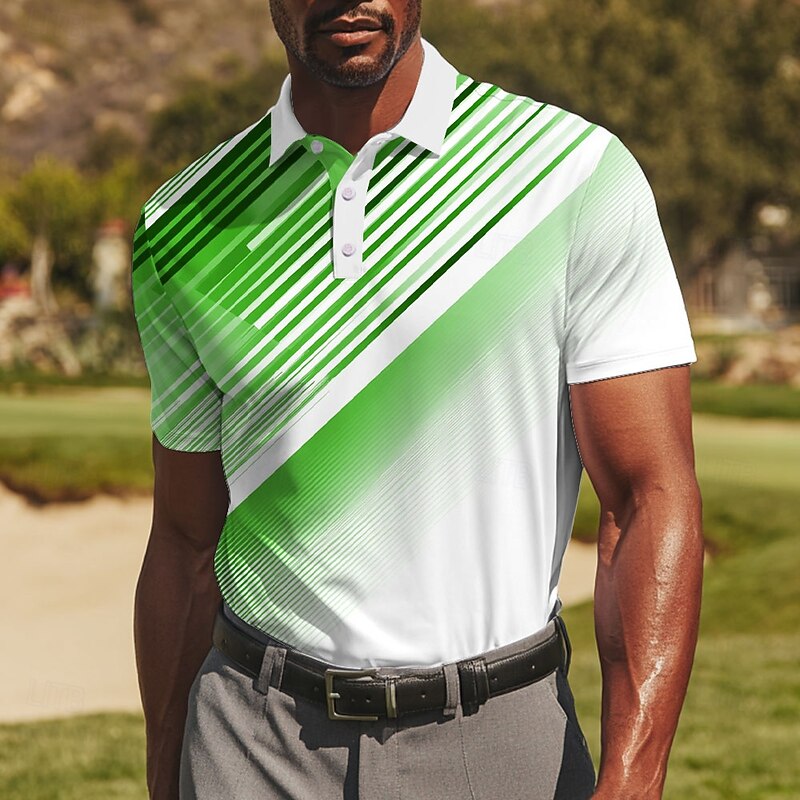 Men's Golf Line Polo Sports Polo Shirts Short Sleeve Polo Shirts Collared Shirts Casual Athleisure Buttons Summer Blue Purple Orange4