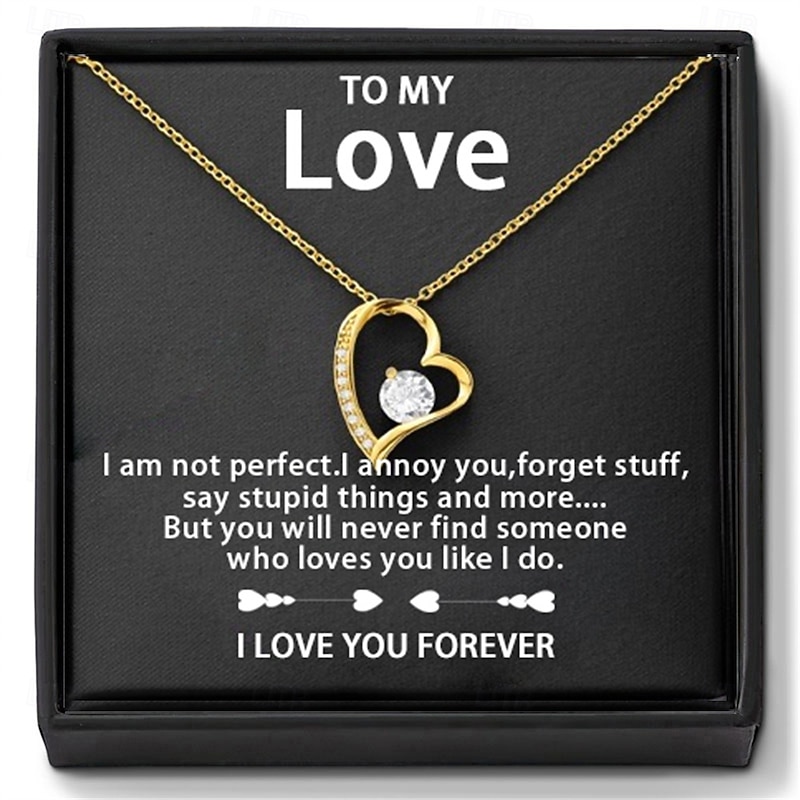 To My Love Necklace, Christmas Gift for Her, Heart-Shaped Cubic Zirconia Pendant Necklace with Artificial Flower Jewelry Box, Romantic Gift for Valentine's Day, Anniversary, Qixi Festival or Birthday2