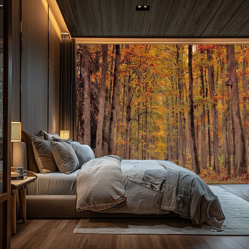 Forest Hanging Tapestry Photograph Backdrop Jack O Lantern Wall Art Large Tapestry Mural Decor Blanket Curtain Home Bedroom Living Room Decoration Death Selfie2