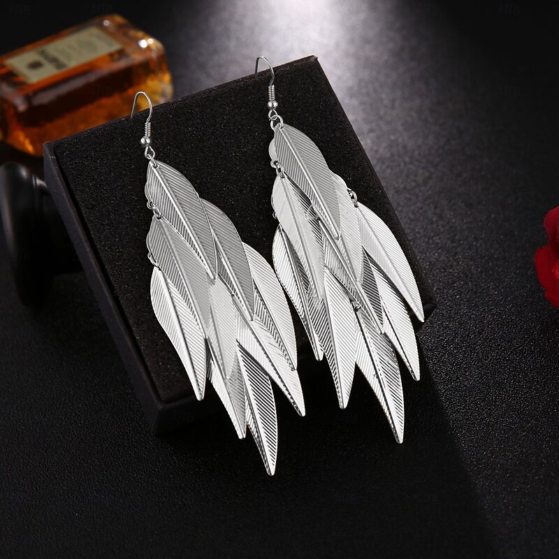 Drop Earrings Classic Leaf Earrings Jewelry Silver / Gold For Party Work Gift Prom Festival2