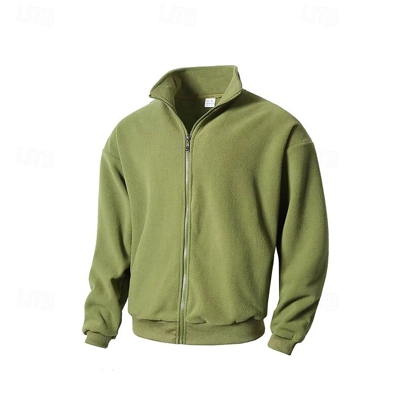 Men's Fleece Jacket Winter Jacket Thermal Jacket Winter Outdoor Thermal Warm Top Dark Grey Black Green Khaki2