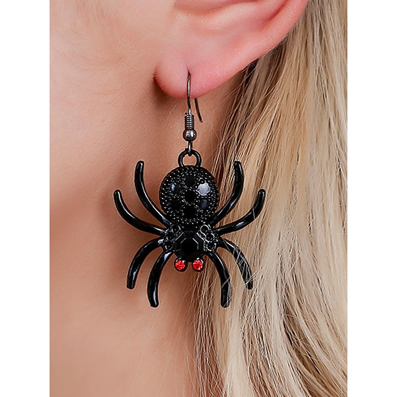 Women's Halloween Earrings  – Spider, Bat, Cat & Web Drop Dangle Earrings for Costume Parties and Trick-or-Treat Looks