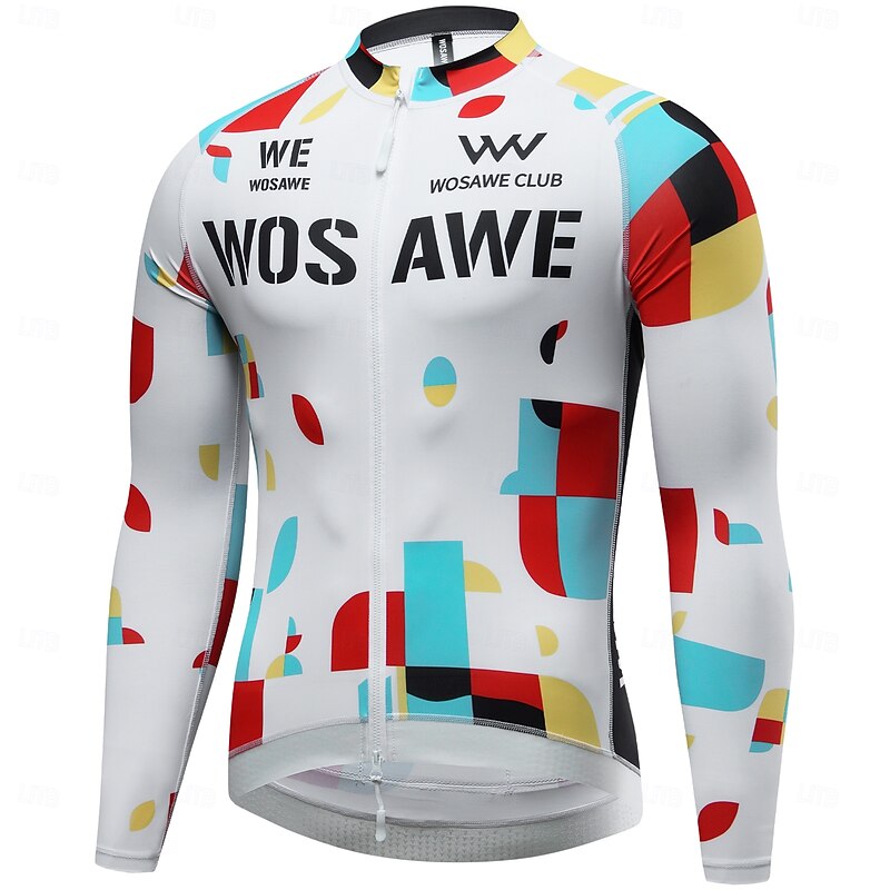 WOSAWE Spring Summer Men's Cycling Long Sleeve Quick Dry Breathable Printed Top Road Cycling Jersey Jacket BD2702