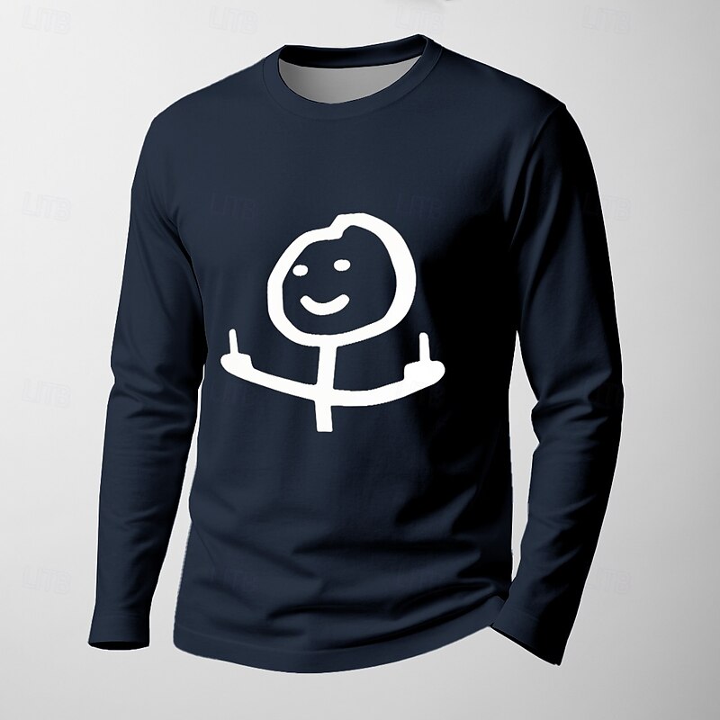 Men's Long Sleeve T-Shirt | Sarcastic Stick Figure Middle Finger Graphic | Black Humorous Lifestyle Apparel2