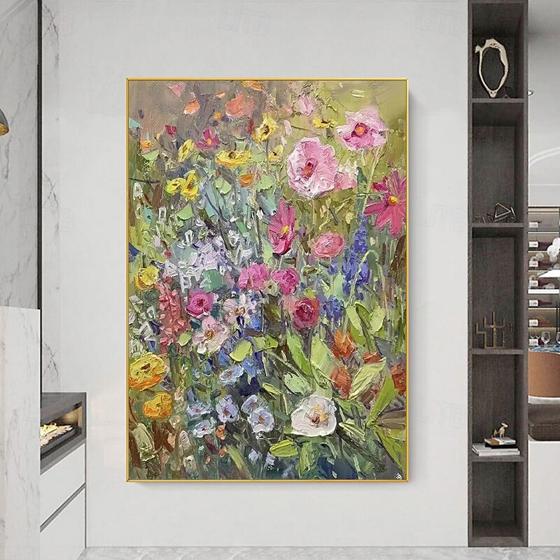 Handmade Oil Painting Canvas Wall Art Decoration Modern Flower Plants Thick Oil Knife Paintings for Home Decor Rolled Frameless Unstretched Painting2