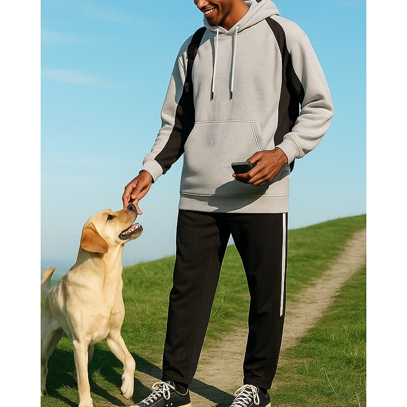 Men's Tracksuit Sweatpants Track Pants Drawstring Zipper Pocket Color Block Clothing Suit Spring Black Khaki Fishing Hiking Outdoor Sun Protection Windproof Lightweight Long Sleeve Sport Activewear