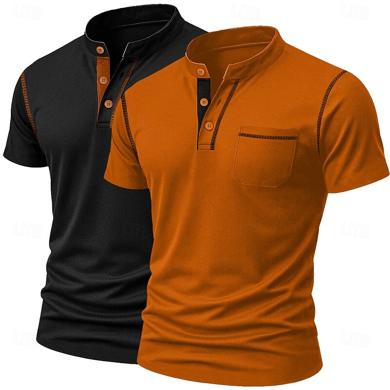 Men's Henley Shirt Tee Short Sleeve Solid Color Plain Solid Casual Pocket 2 Piece Buttons Henley Outdoor Casual Daily Summer Spring &  Fall All Seasons 1 2 3 Henley T-Shirt4