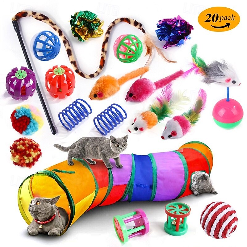 Ball Feather Toy Mice & Animal Toy Tunnels Squeak Toy with Pet Friendly Durable Pet Exercise Releasing Pressure Pet Training for Cat Indoor Outdoor Pet Play2