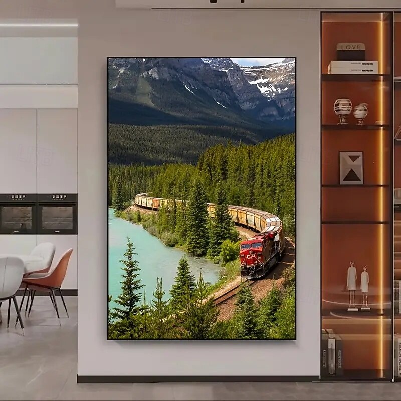 1pc Unframed Modern Canadian Train Scenery Canvas Poster Bedroom and Living Room Wall Art Decor