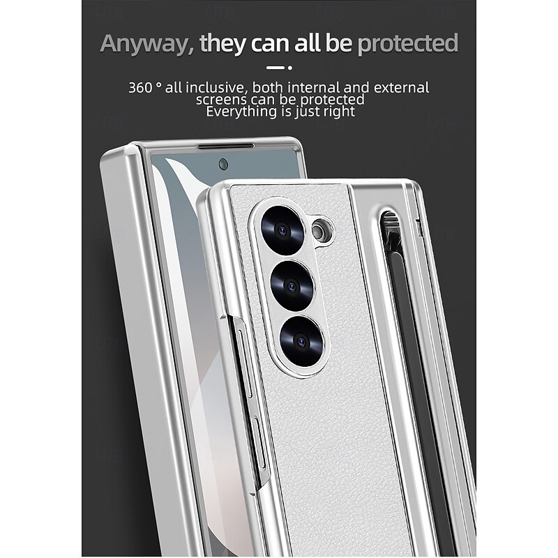 Phone Case For Samsung Galaxy Z Fold 7 Z Fold 6 Z Fold 5 Z Fold 4 Back Cover Full Body Protective Shockproof Retro PU Leather3