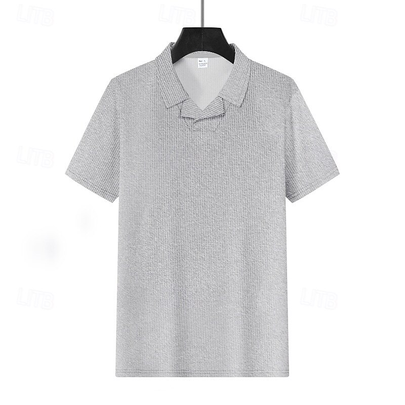 Men's Golf Shirt Golf Polos Shirts Work Casual Lapel Short Sleeve Basic Modern Plain Jacquard Summer Regular Fit Black White Red Royal Blue Khaki Light Grey Golf Shirt4