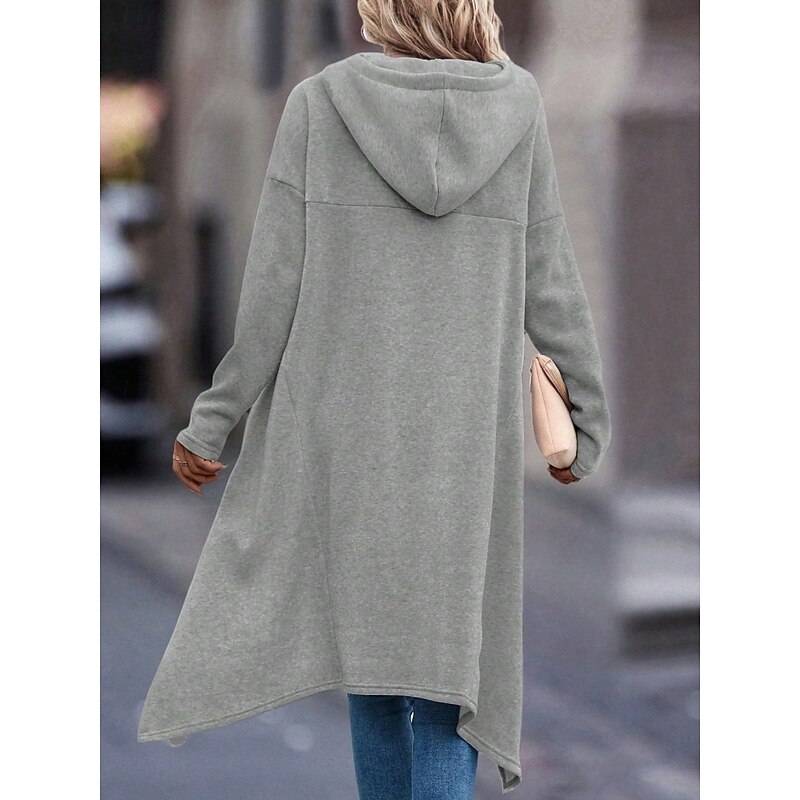 Women's Pullover Hoodie Sweatshirt Plain Casual Long Sleeve Hooded Long Tops Street Dailywear Black Gray Fall Winter4