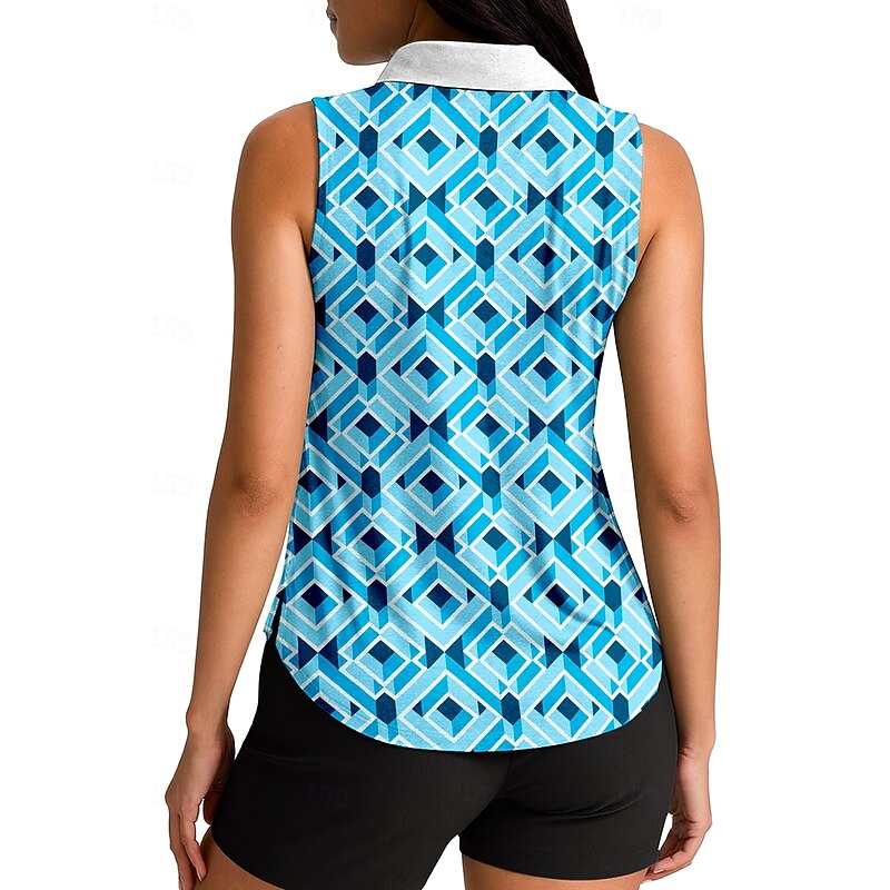 Women's Geometric Sport Shirt Golf Polo Shirt Tennis Shirt Sleeveless Zipper Floral UPF50+ UV Resistant High Elasticity Moisture Wicking Breathable Tennis Golf Pickleball Turndown Zip Collar Shirt Top2