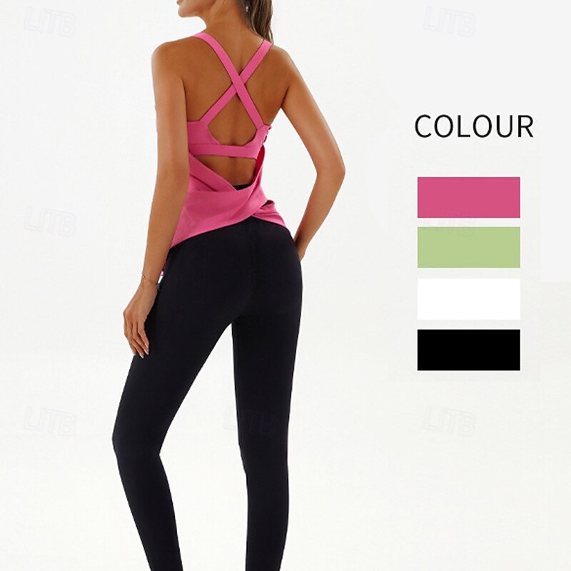 Women's Workout Tank Tops Sports Bra Underwear Low Support Breathable Removable Pad Padded Solid / Plain Color Sport Activewear Black White Gym Fitness Yoga