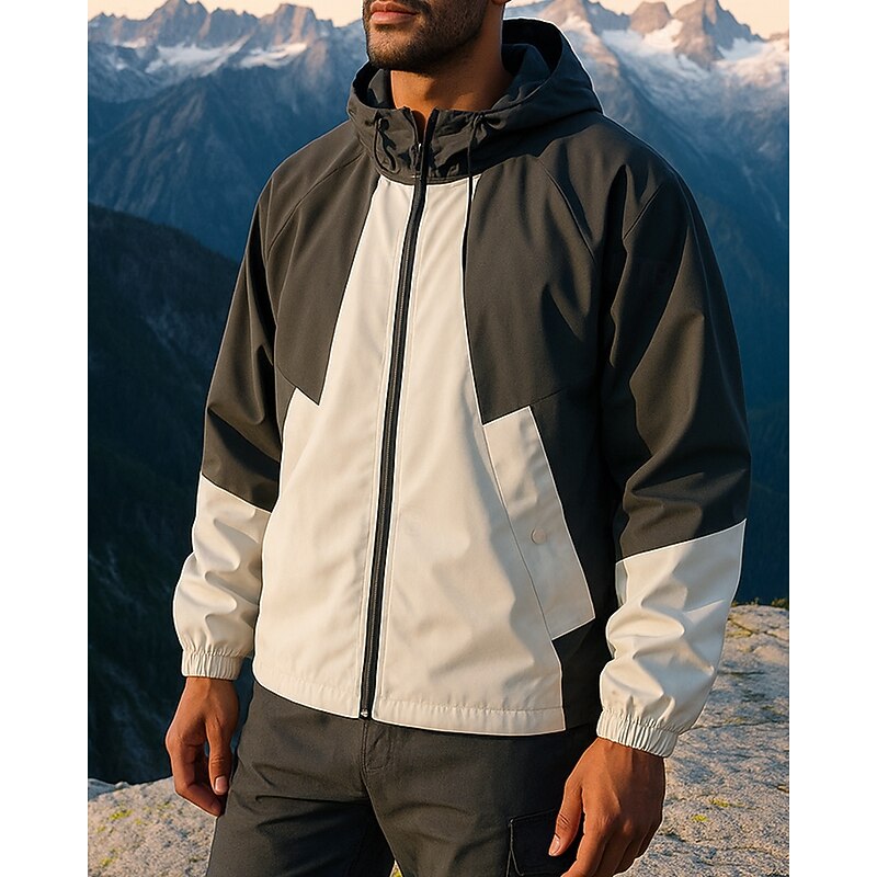 Men's Outdoor Jacket Softshell Jacket Hiking Jacket Outdoor Waterproof Windproof Hiking Outfits Hiking Clothes Spring Autumn / Fall Top Camping / Hiking / Caving Running Patchwork Dark Grey Yellow