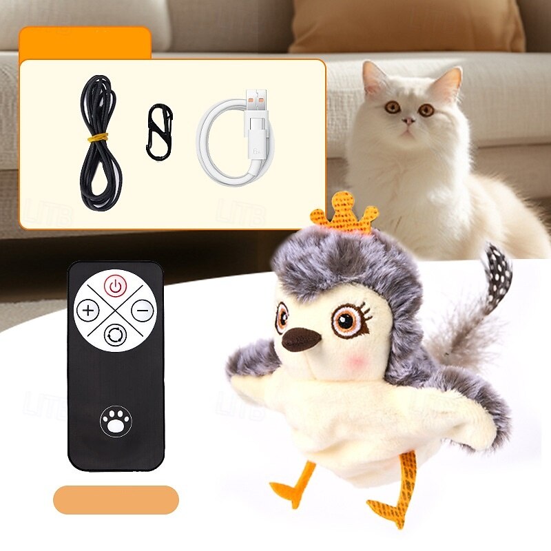 Cat Bird Toy, Touch Activated Kitten Toys with Sound and Feather Cat Exercise Toys for Indoor Cat, Interactive Cat Toys for Indoor, Playtime Soft Bird Toy2