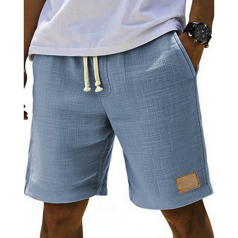 Men's Shorts Summer Shorts Beach Shorts Pocket Elastic Waist Drawstring Plain Comfort Breathable Short Vacation Holiday Beach Hawaiian Boho Black White3