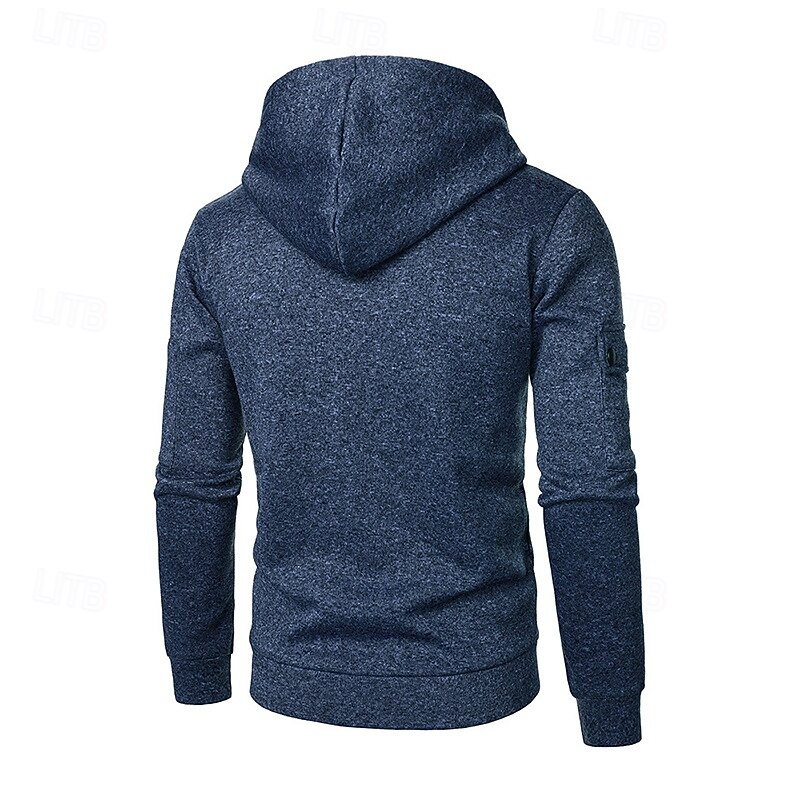 Men's Hoodie Pullover Hoodie Sweatshirt Quarter Zip Hoodie Tactical Hoodie Black Wine Navy Blue Blue Hooded Plain Multi Pocket Sports & Outdoor Daily Streetwear Cool Casual Athletic All Seasons3