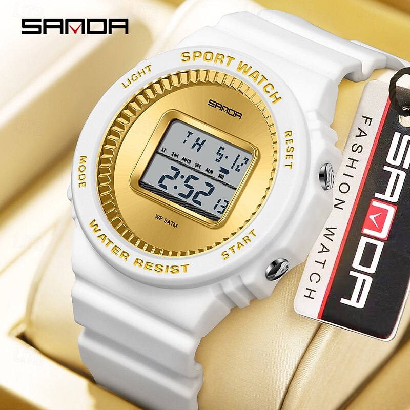 SANDA Men Digital Watch Sports Fashion Casual Wristwatch Luminous Stopwatch Alarm Clock Calendar TPU Watch