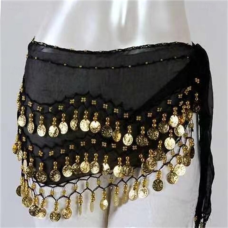 Dance Waist Belt, 3-Row Gold Coin Belly Dance Hip Scarf for Performance & Practice4