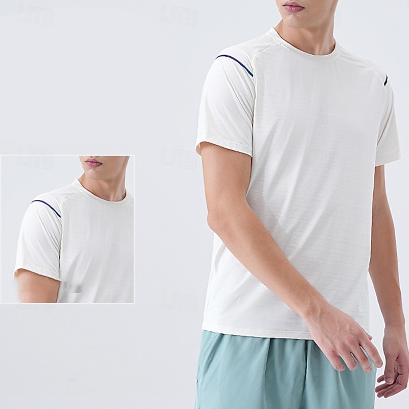 Men's Performance Shirt Sport Tee Shirt Short Sleeve Crew Neck Top Outdoor Quick Dry Sweat wicking anti-odor Breathable Polyester Black White Blue Fishing Tennis Running