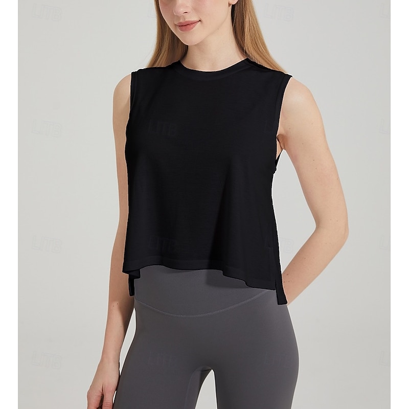 Women's Solid Colored Workout Tank Top Sport Shirt Sports Tank Top Jacquard Crop Top Breathable Tennis Golf Pickleball Black White Green Tennis Clothing