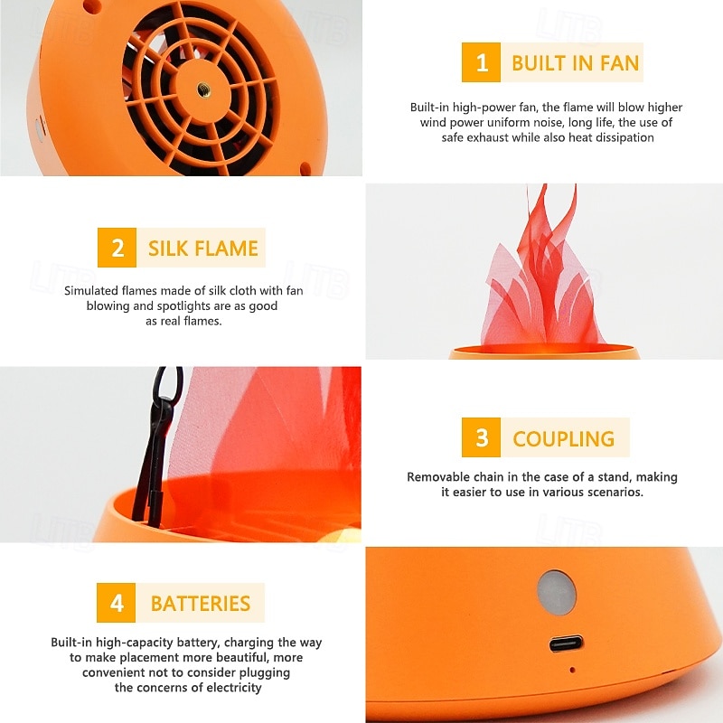 Halloween pumpkin flame lamp decoration ornament light bar stage decoration creative LED simulation brazier4