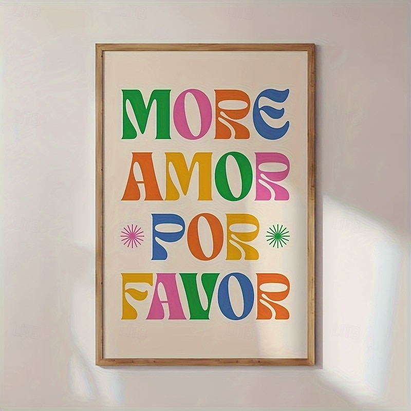 1pc Inspirational Love Quote Canvas Wall Art Retro More Amor Por Favor Typography Poster Frameless Educational Chart for Bedroom Living Room Home Decor - Autumn Thanksgiving Gift