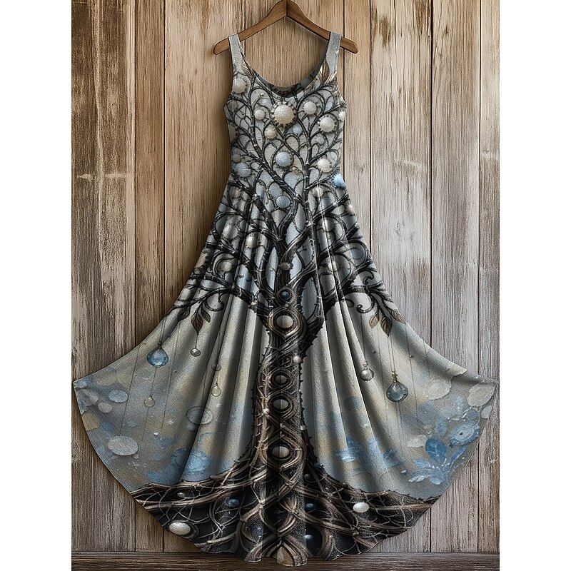 Women's Tree of Life Merkabah Maxi Dress Sundress A Line Dress Slip Dress Pleated Dress Vacation Casual Boho Daily Holiday Beach Regular Fit Graphic Sleeveless U Neck2