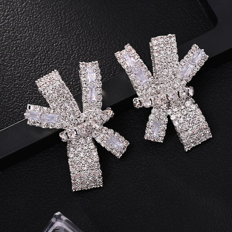 Women's Stud Earrings Vintage Style Precious Bowknot Fashion Cute Imitation Diamond Earrings Jewelry Silver For Wedding Party Daily 1 Pair3