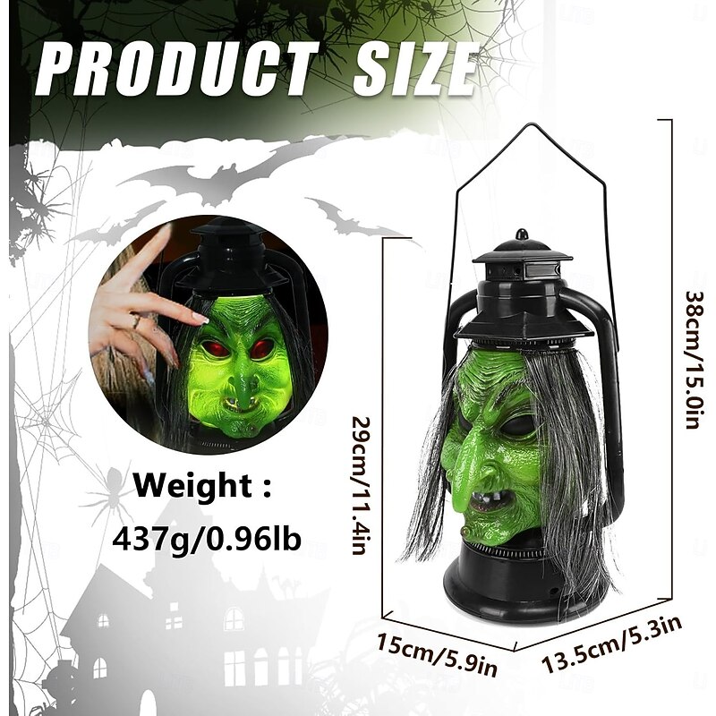 Halloween Long Hair Witch Lights, Sound Witch Lights with Led Lights, Vintage Garden Witch Decoration, Indoor Prop Lights, Halloween Party Decorations4