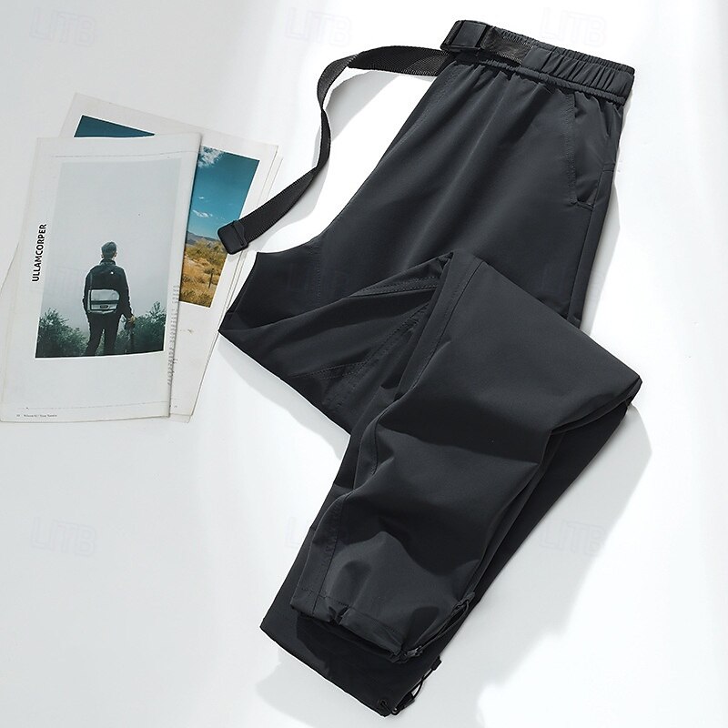 Men's Cargo Pants Hiking Pants Trousers Hiking Rain Pants Summer Outdoor Regular Fit Quick Dry Cooling Breathable Bottoms Pocket Elastic Waist Dark Grey Black Camping / Hiking Running XS S M L XL2