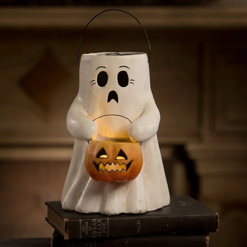 1 Pc Halloween Ghost Pumpkin Lantern Ornament Small Night Light Bedhead Restaurant Party Atmosphere Decorative Light4