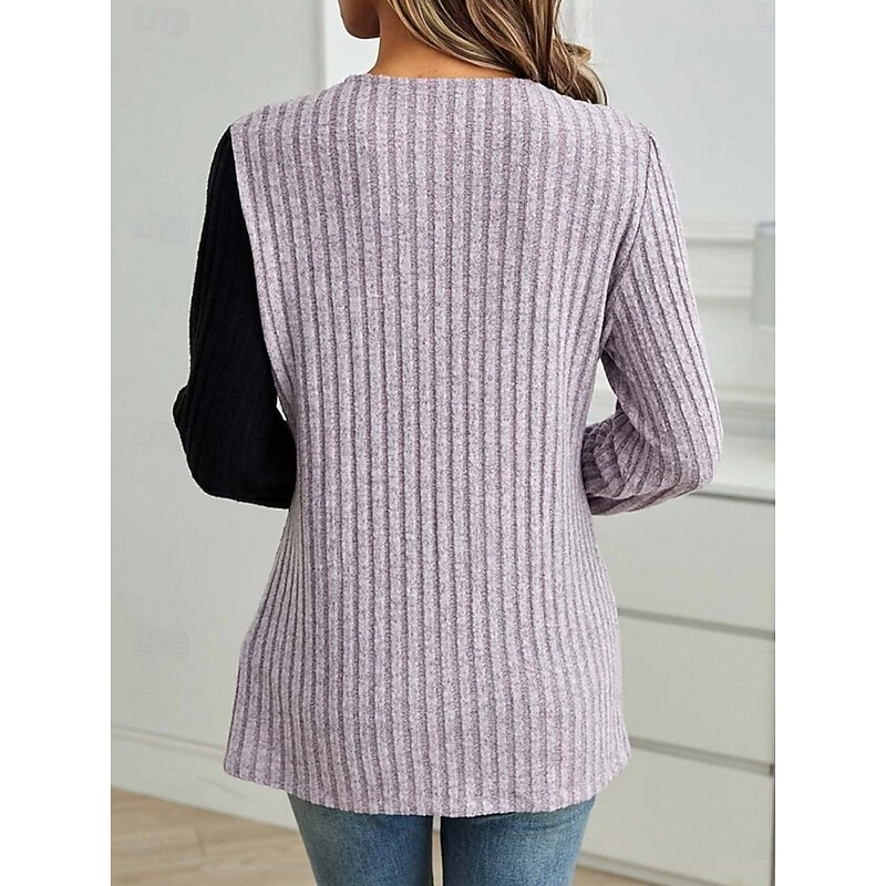 Women's Blouse Solid Color Elegant Stylish Basic Long Sleeve Crew Neck Regular Tops Daily Lace Patchwork Army Green Light Purple Light Grey Spring Fall Winter4