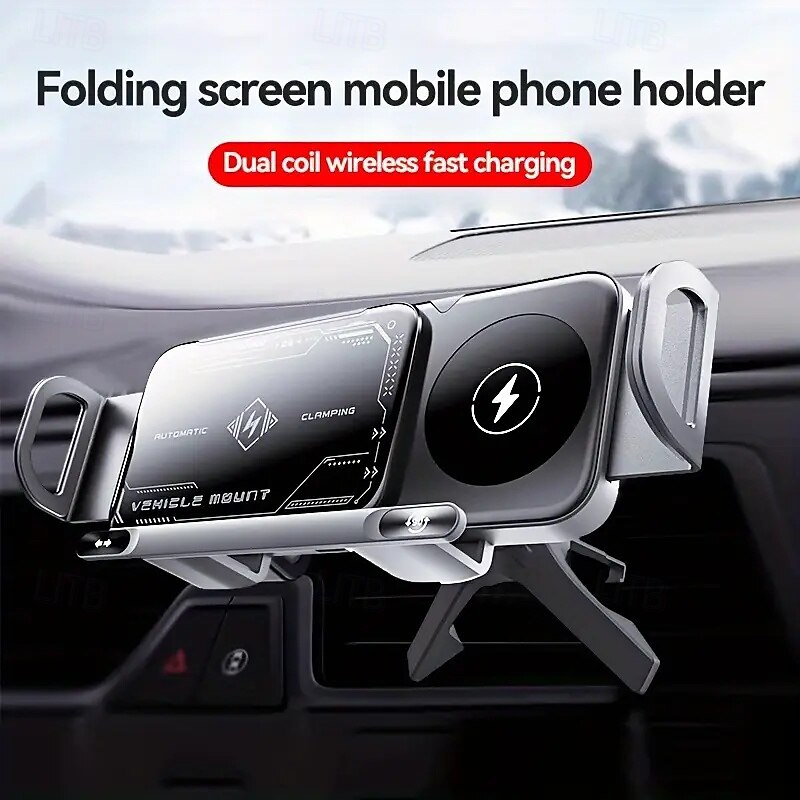 New Car Mount Folding Screen Phone/Tablet Holder 15w Wireless Fast Charging 2-in-1 Auto Rotating Magnetic Phone Holder Car Air Vent Holder For Folding Screen Hand Samsung Galaxy Zfold6/5/4/3 Galaxy