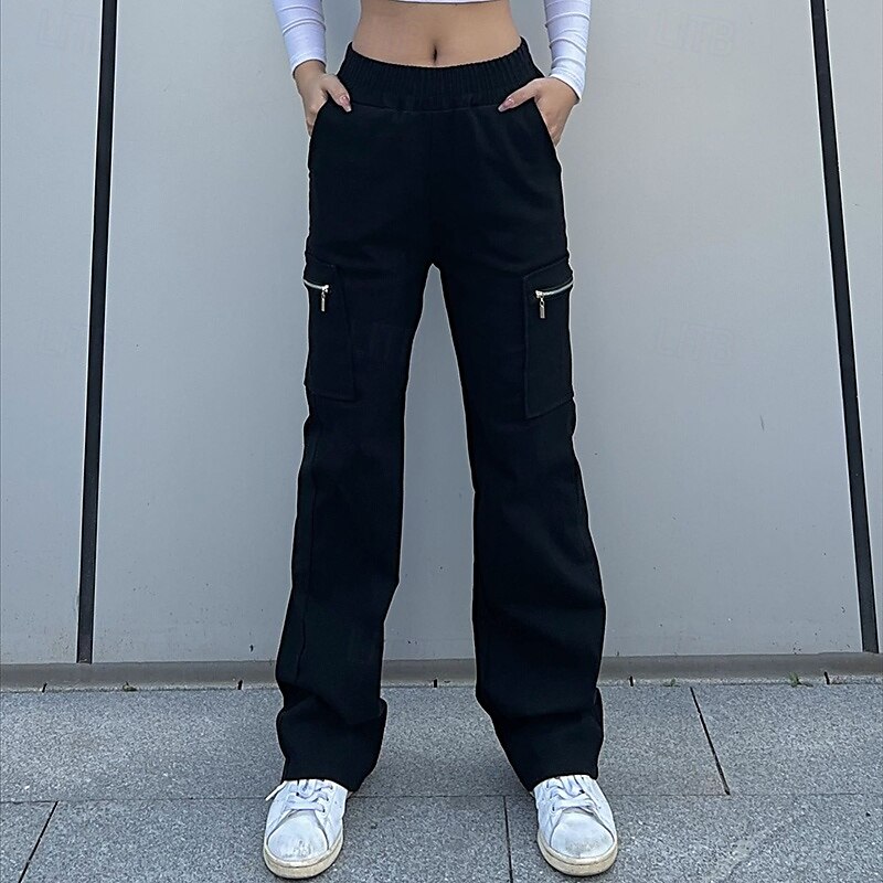 Women's Cargo Pants Hiking Pants Trousers Summer Outdoor Regular Fit Waterproof Bottoms Pocket Elastic Waist Black Army Green Camping / Hiking Running S M L3