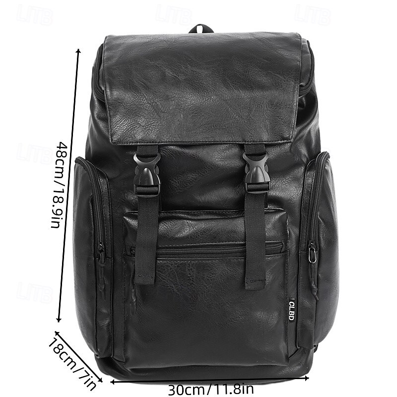 Men's Vintage Faux Leather Backpack – Large Brown Travel Laptop Bag with Side Pockets for Work, School & Daily Commute3