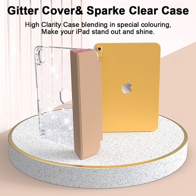 Tablet Case Cover For Apple iPad 10th 10.9'' ipad 9th 8th 7th Generation 10.2 inch Pencil Holder Trifold Stand Full Body Protective Glitter Shine TPU PU Leather3