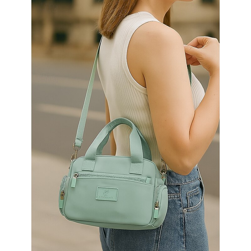 Women's Water-Repellent Nylon Shoulder Bag – Lightweight Casual Tote with Multiple Pockets, Stylish Crossbody Handbag for Travel, Work and Daily Use