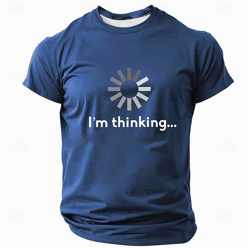 Men's Short Sleeve T-Shirt with 'I'm Thinking...' Loading Icon Funny Tech Humor Graphic Design3