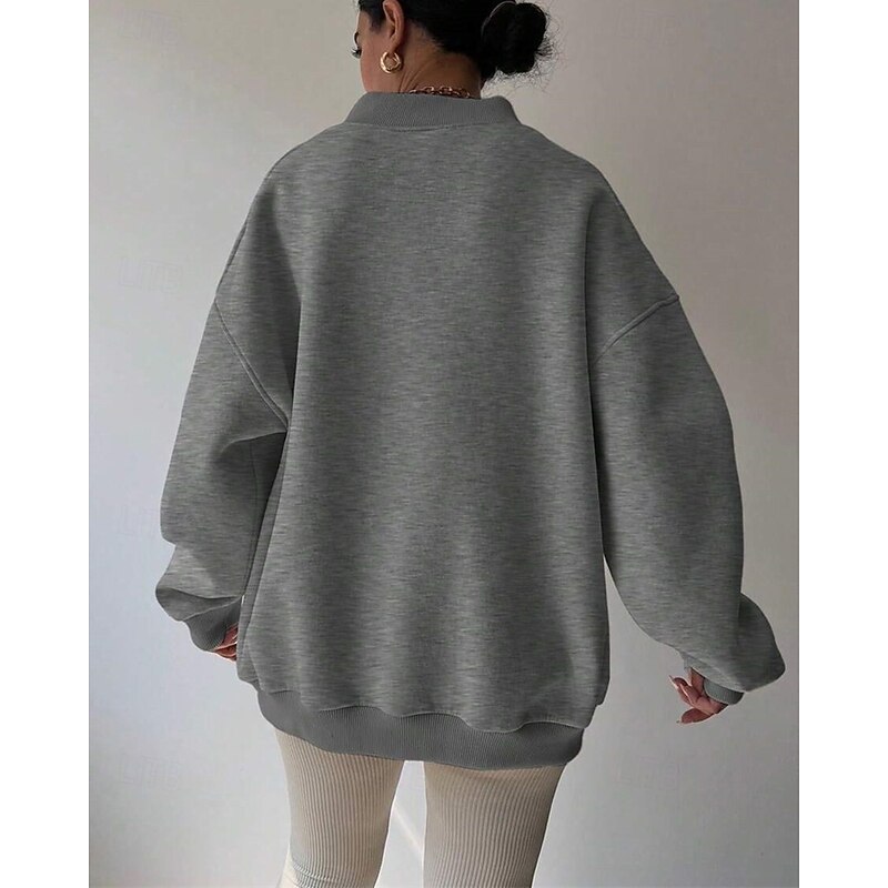 Women's Pullover Plain Streetwear Casual Comfy Long Sleeve V Neck Regular Tops Street Holiday Going out Brown Beige Gray Fall3