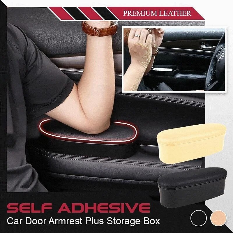 Car Door Armrest Storage Box Left Side Console Organizer Cushion Pad Seat Armrest Riser Vehicle Interior Accessories for Comfortable Driving Support