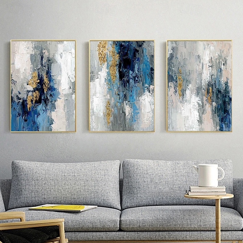 Handmade Large Size Abstract Oil Painting With Gold Foil On Canvas Modern Unframed Painting Wall Art Picture For Home Decor