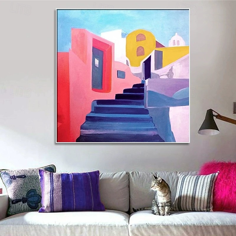 Handmade Oil Painting Canvas Wall Art Decoration Modern Abstract Colorful House for Home Dance Studio Decor Rolled Frameless Unstretched Painting2