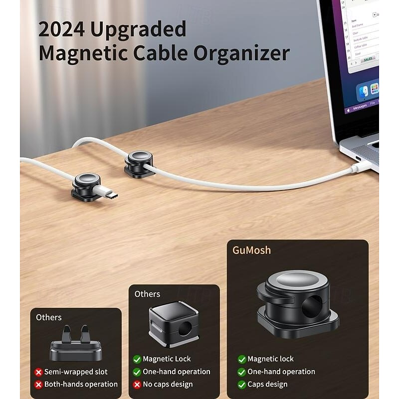 12 Pcs Magnetic Cable Clips Desktop Cord Organizer Car Wire Holder Charging Cable Management Clips for USB Headphones Phone Charger Plug Cord Keeper2