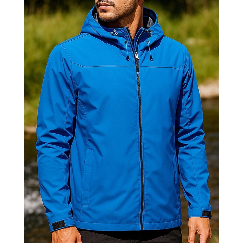 Men's Windbreaker Softshell Jacket Hiking Jacket Outdoor Waterproof Windproof Quick Dry Lightweight Hiking Outfits Hiking Clothes Spring Autumn / Fall Jacket Tennis Golf Running Camo Blue3