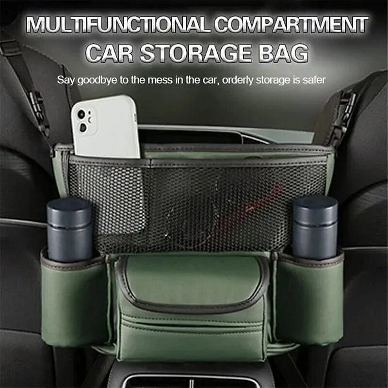 Car Large Capacity PU Storage Bag Hanging Seat Organizer Multifunctional Car Interior Pocket Backseat Divider Pouch for Travel Essentials and Accessories3